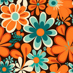 70s Retro Groovy Floral Pattern 22 Minky Fabric