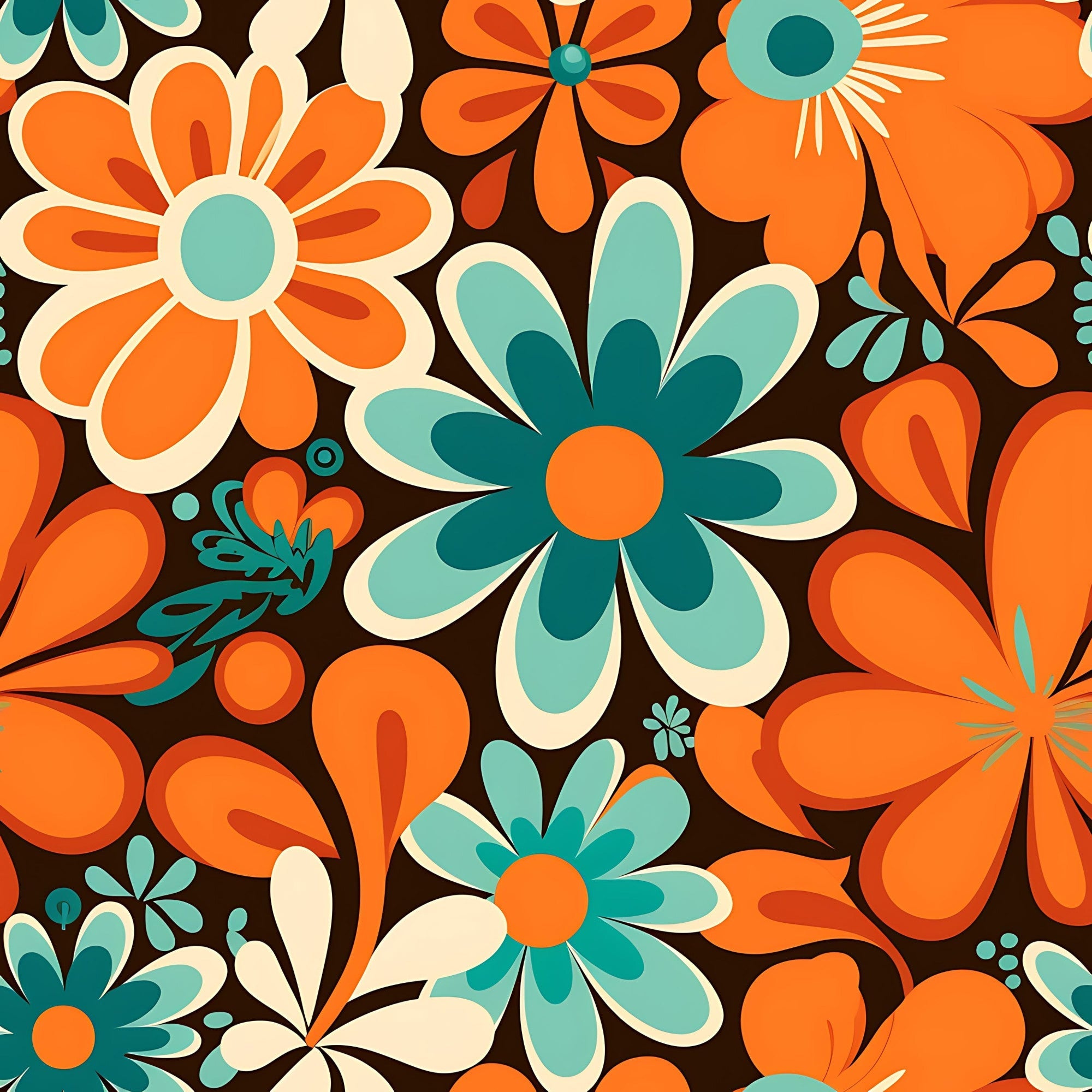 70s Retro Groovy Floral Pattern 22 Minky Fabric