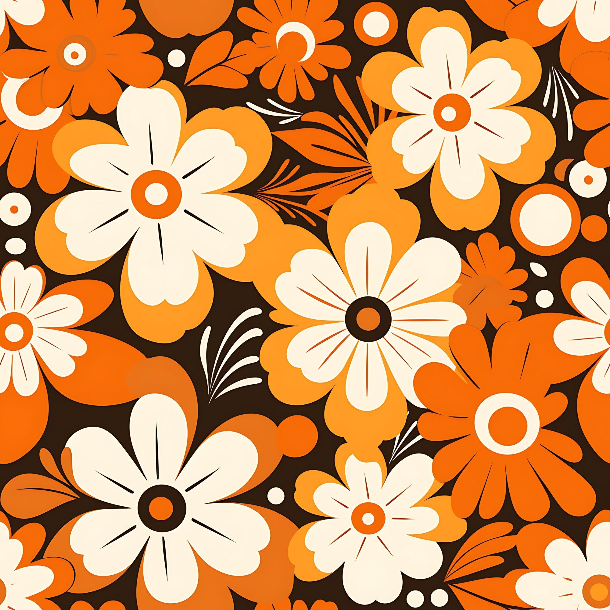 70s Retro Groovy Floral Pattern 23 Minky Fabric