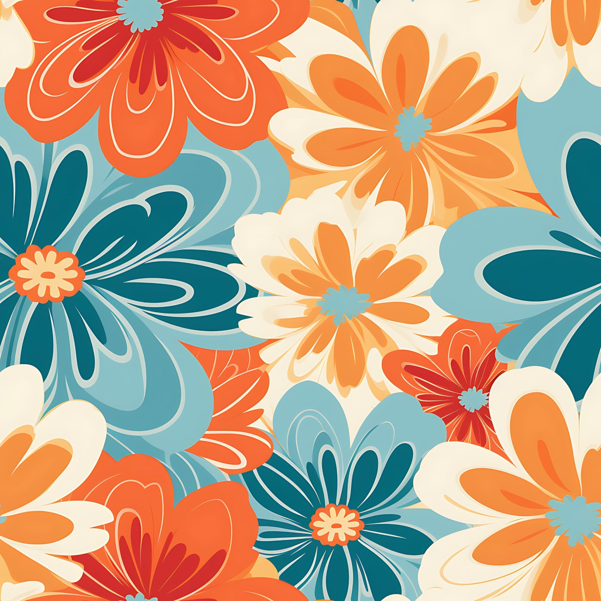 70s Retro Groovy Floral Pattern 24 Minky Fabric