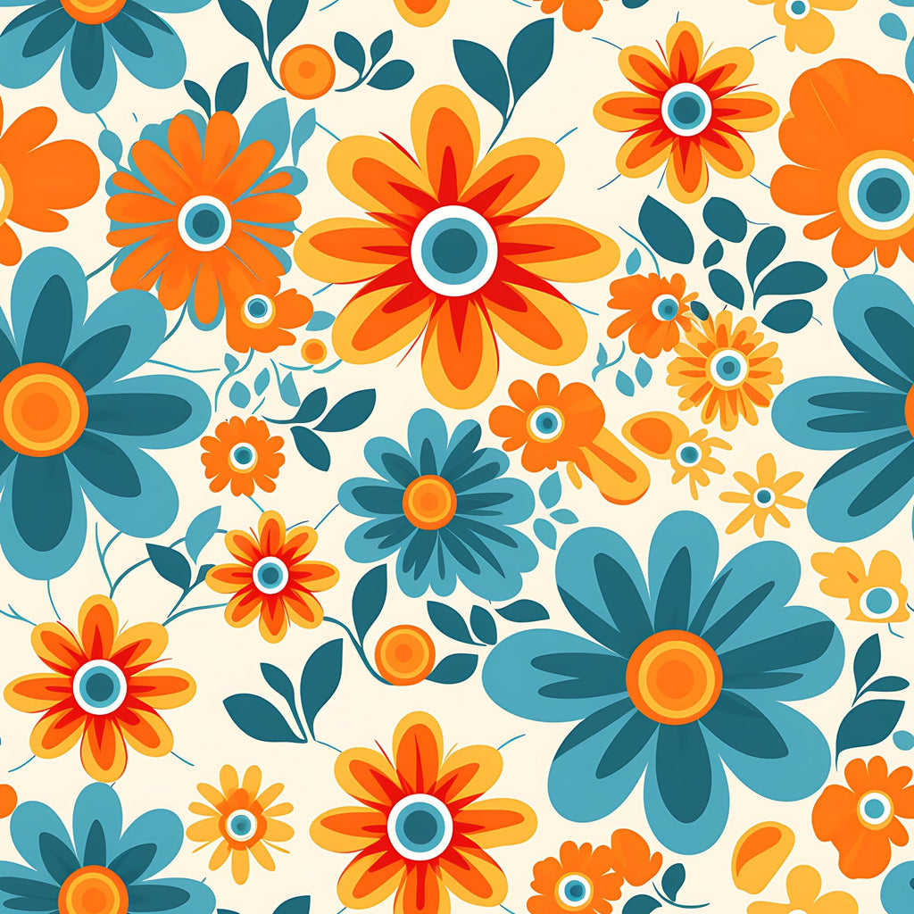 70s Retro Groovy Floral Pattern 25 Minky Fabric
