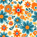 70s Retro Groovy Floral Pattern 25 Minky Fabric