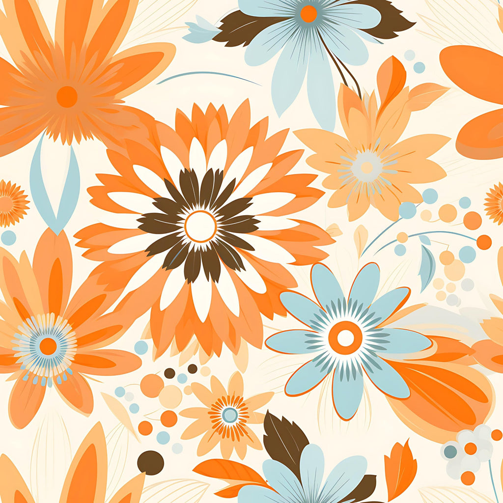 70s Retro Groovy Floral Pattern 26 Minky Fabric