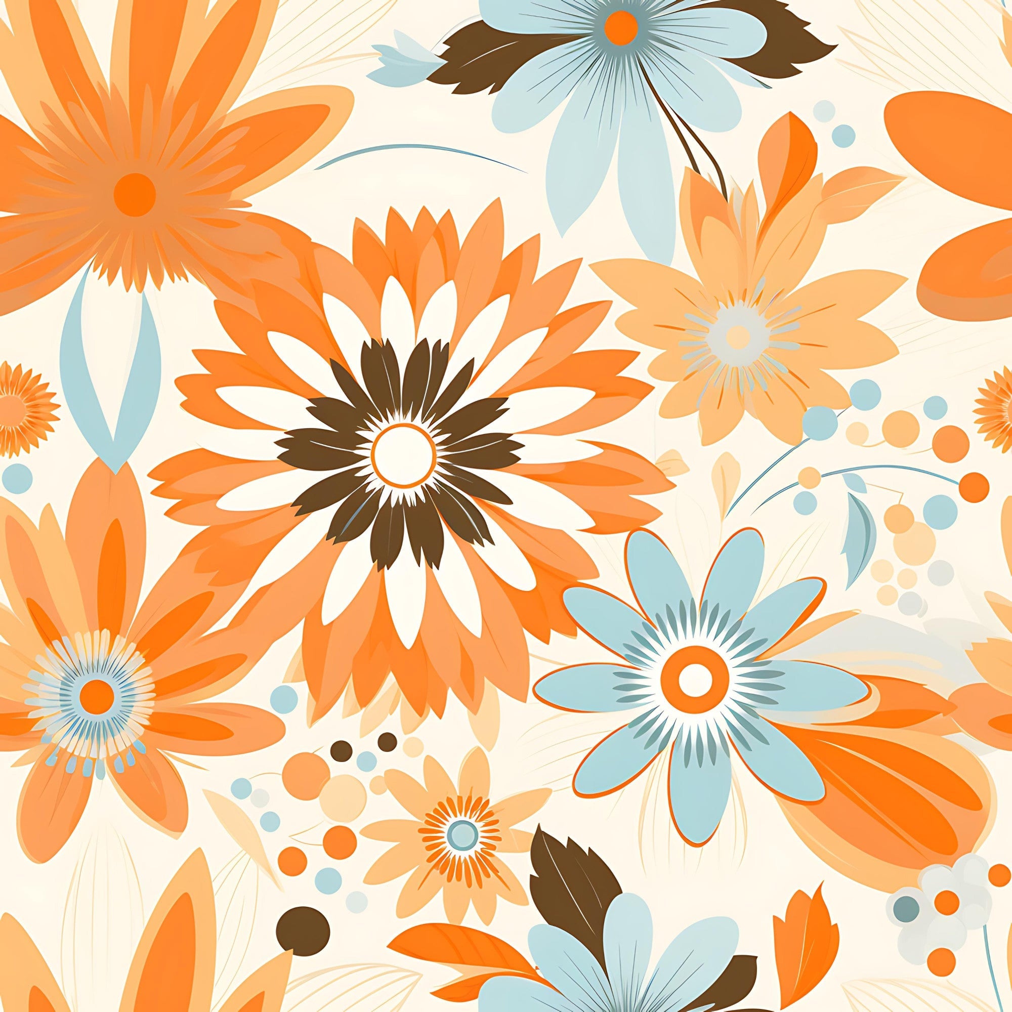 70s Retro Groovy Floral Pattern 26 Minky Fabric
