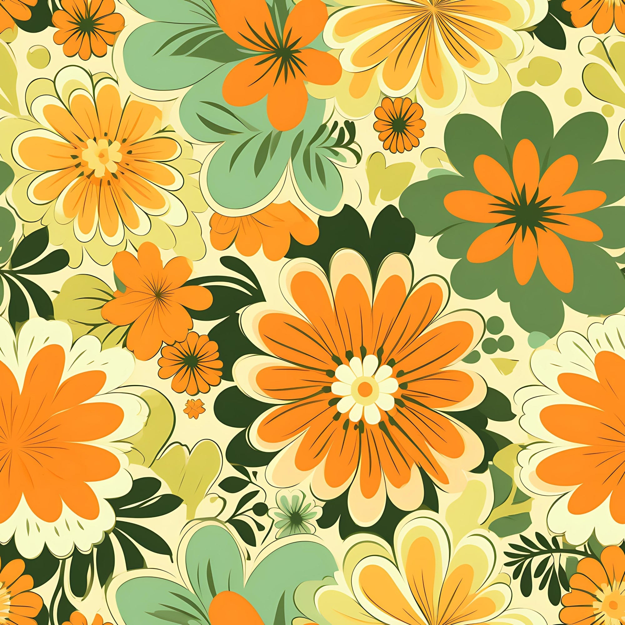 70s Retro Groovy Floral Pattern 4 Minky Fabric