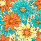 70s Retro Groovy Floral Pattern 5 Minky Fabric