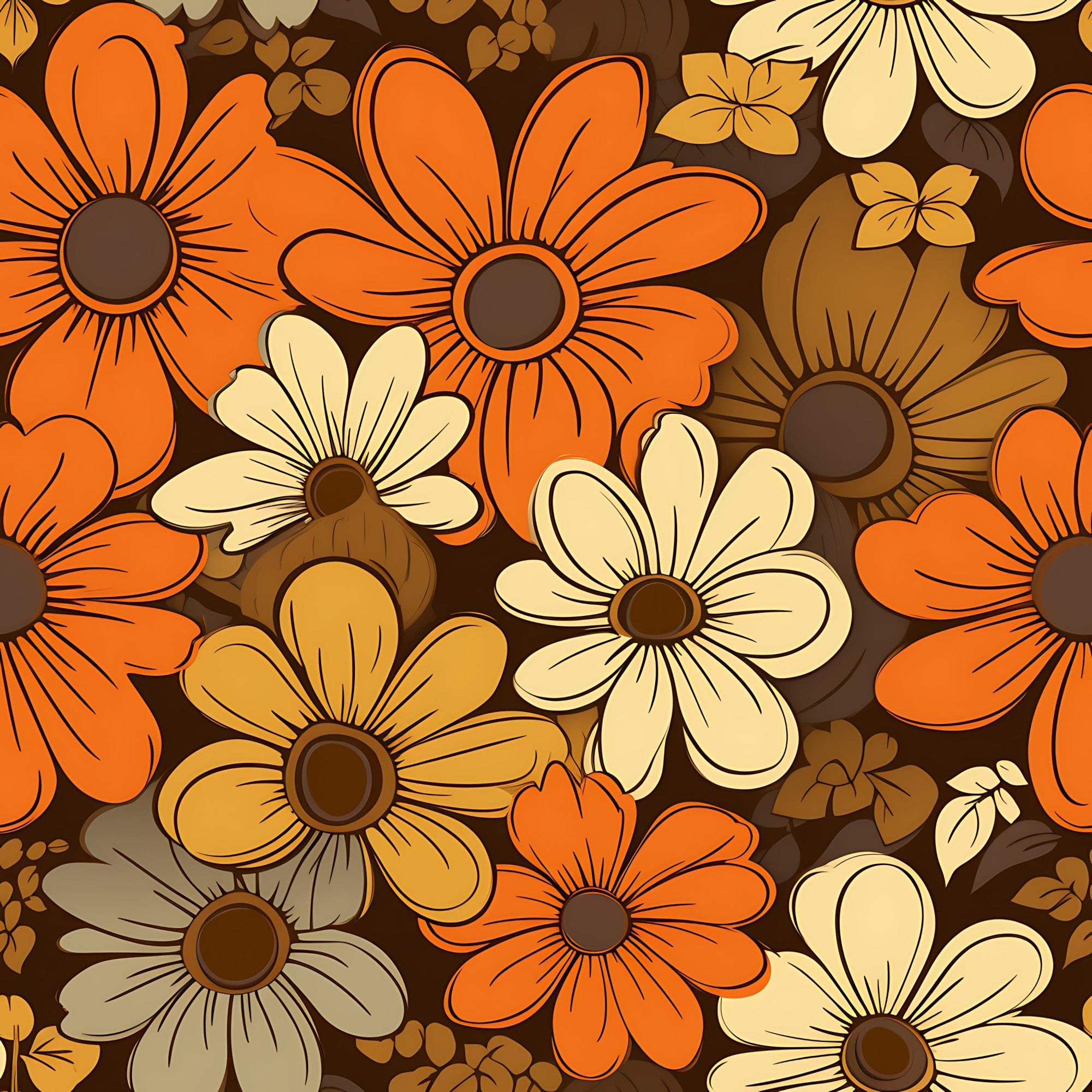 70s Retro Groovy Floral Pattern 6 Minky Fabric