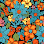 70s Retro Groovy Floral Pattern 7 Minky Fabric