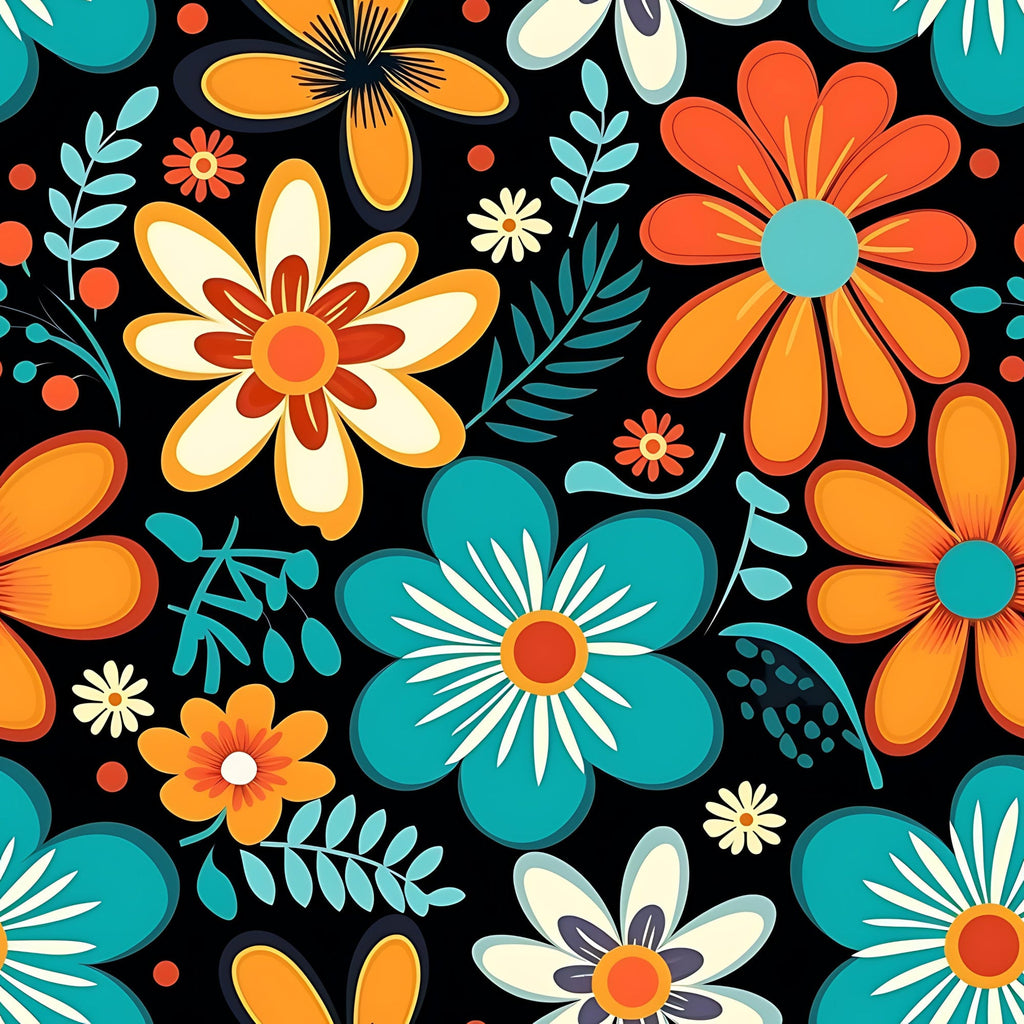 70s Retro Groovy Floral Pattern 8 Minky Fabric
