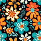 70s Retro Groovy Floral Pattern 8 Minky Fabric