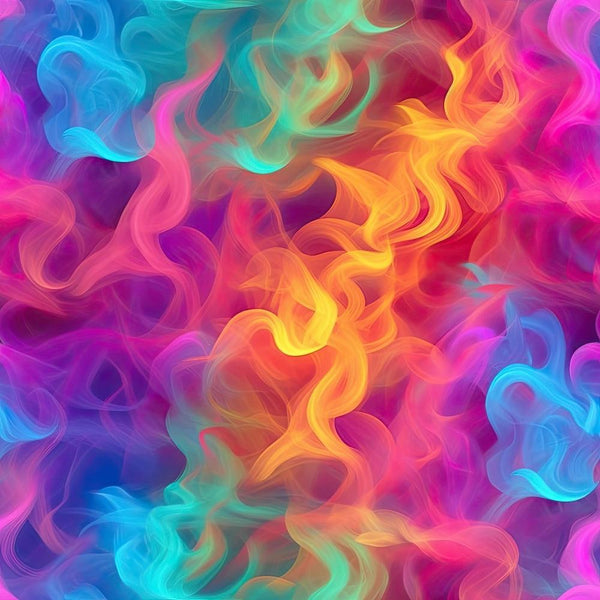 '- Rainbow Smoke Pattern 5 Fabric - Quilting - Cotton - Fabric - Colorful - Multicolor - Swirling - Abstract - Vibrant - Soft textures - Artistic - Decorative