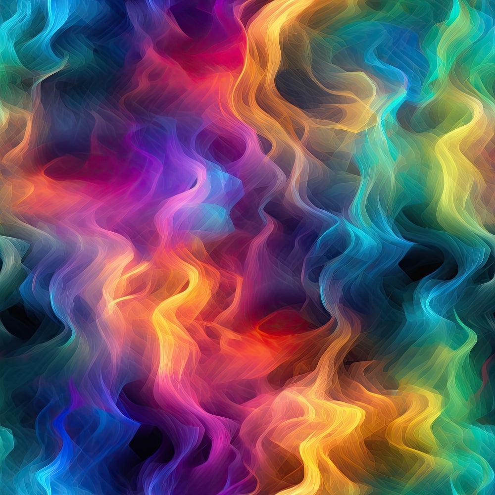 Rainbow Smoke Pattern 10 Fabric, multicolor, vibrant, swirling, abstract, smoke-like, soft texture, cotton textile, quilting material, colorful gradient, artistic design, fabric yardage, textile art