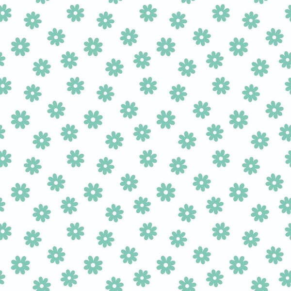 Mint Daisies Fabric, quilting, cotton, fabric, mint, green, daisies, floral, flower pattern, small flowers, soft texture, printed cotton, fabric yardage, sewing material, crafting fabric, delicate design, light background, nature-inspired, botanical, premium quality