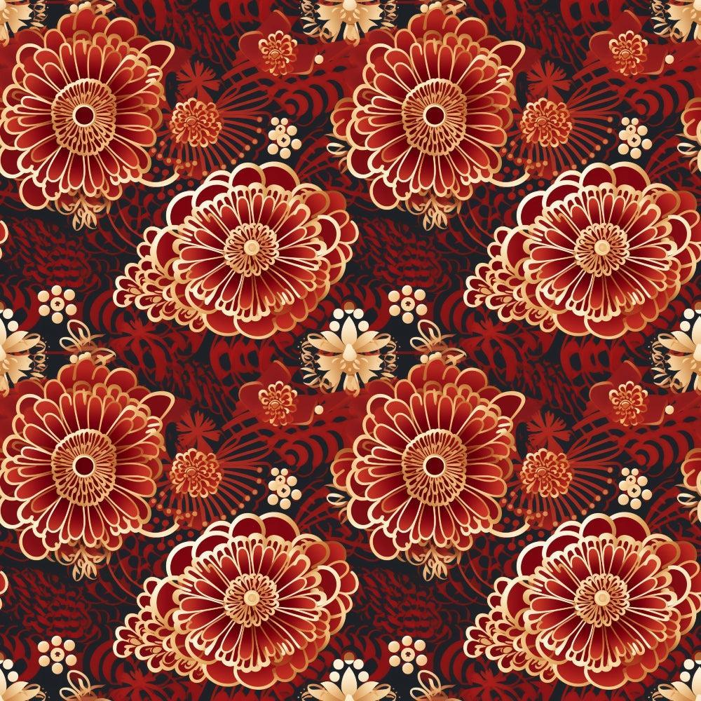 - Chinese Lunar Lantern Lights Pattern 4 Quilting Cotton Fabric  
- Red, gold, cream colors  
- Floral motifs, lantern designs  
- Traditional, intricate, ornamental  
- Quilting cotton textile, decorative  
- Elegant, vibrant, classic fabric  
- Asian-inspired print, festive themes  
- Fabric yardage for sewing projects