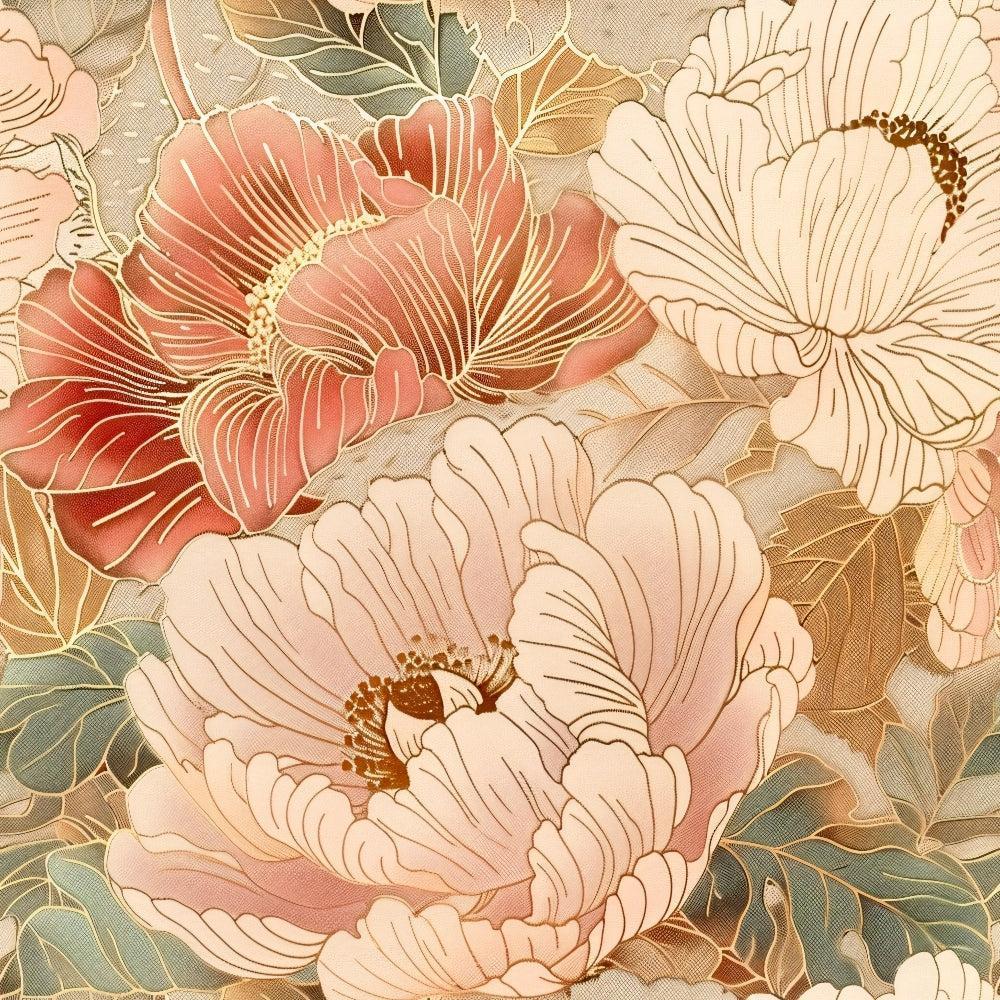 - Japanese Blossoms Pattern 9 Quilting Cotton Fabric  
- Floral design  
- Soft pink, cream, red, gold accents  
- Leaves, petals, botanical, natural  
- Cotton textile, quilting material  
- Elegant, delicate, traditional style  
- Decorative, fabric for crafts, sewing