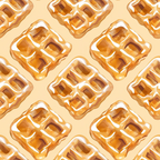 golden brown, cream, amber, waffle pattern, breakfast food, repeating design, square grid, syrup drizzle, warm tones, food motif, kitchen theme, geometric squares,, fabric panel, cozy aesthetic, morning vibes, textured illustration, culinary design, comfort food, golden hues