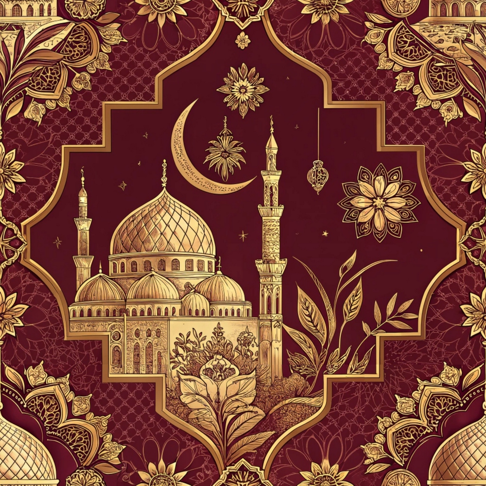 Islamic Red Pattern 9 Quilting Cotton Fabric