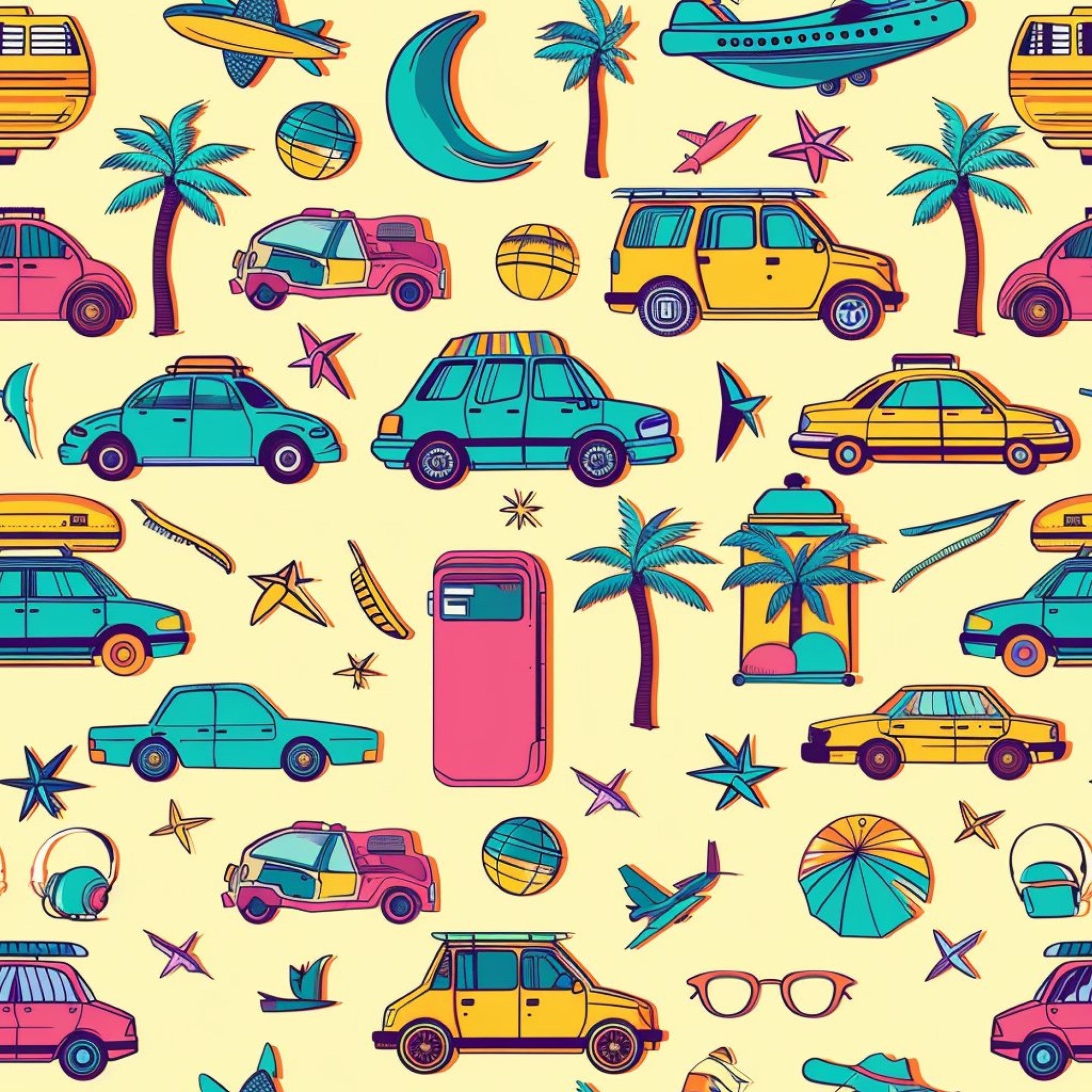 90s Travel Adventure Pattern 11 Minky Fabric