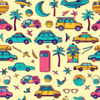 90s Travel Adventure Pattern 11 Minky Fabric