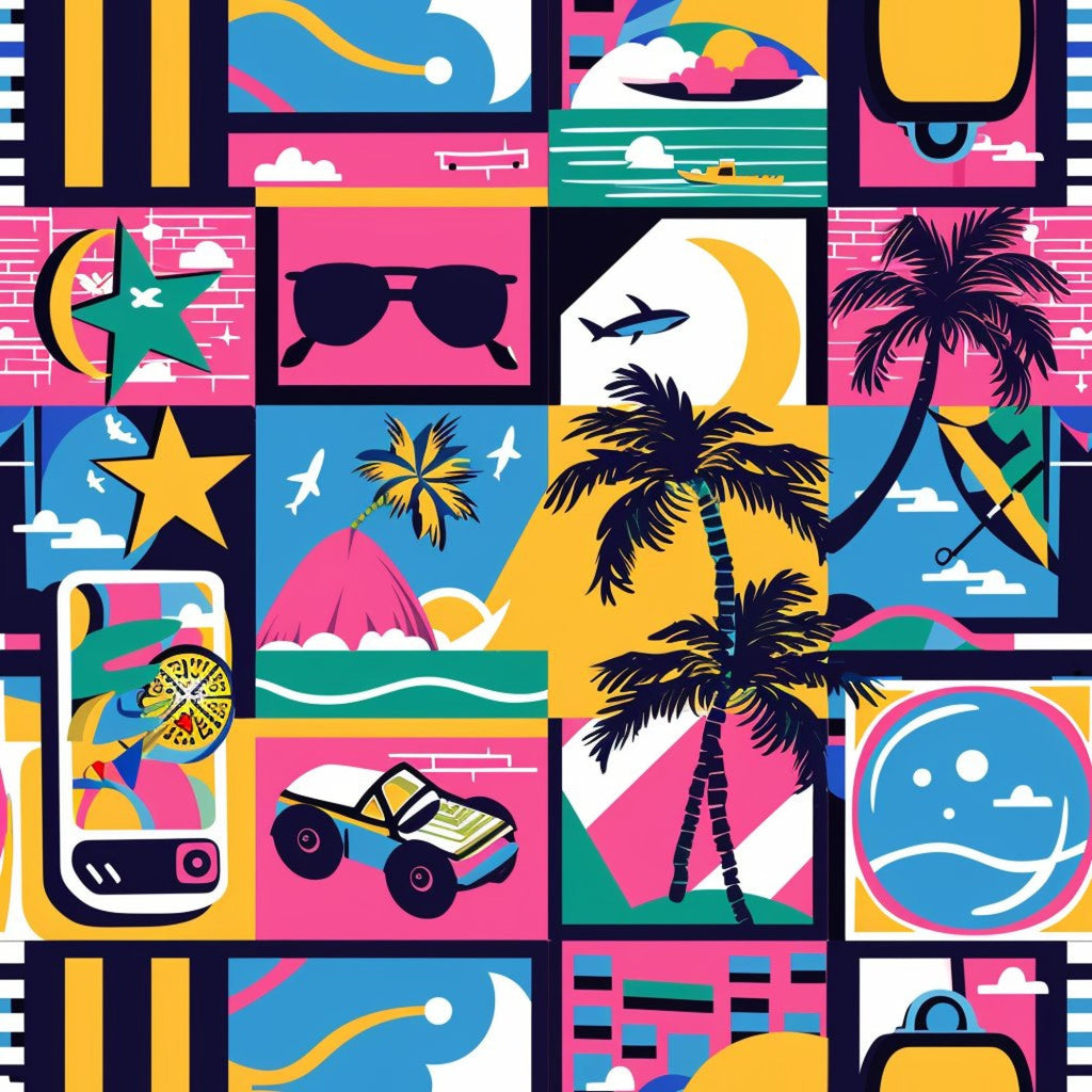 90s Travel Adventure Pattern 13 Minky Fabric