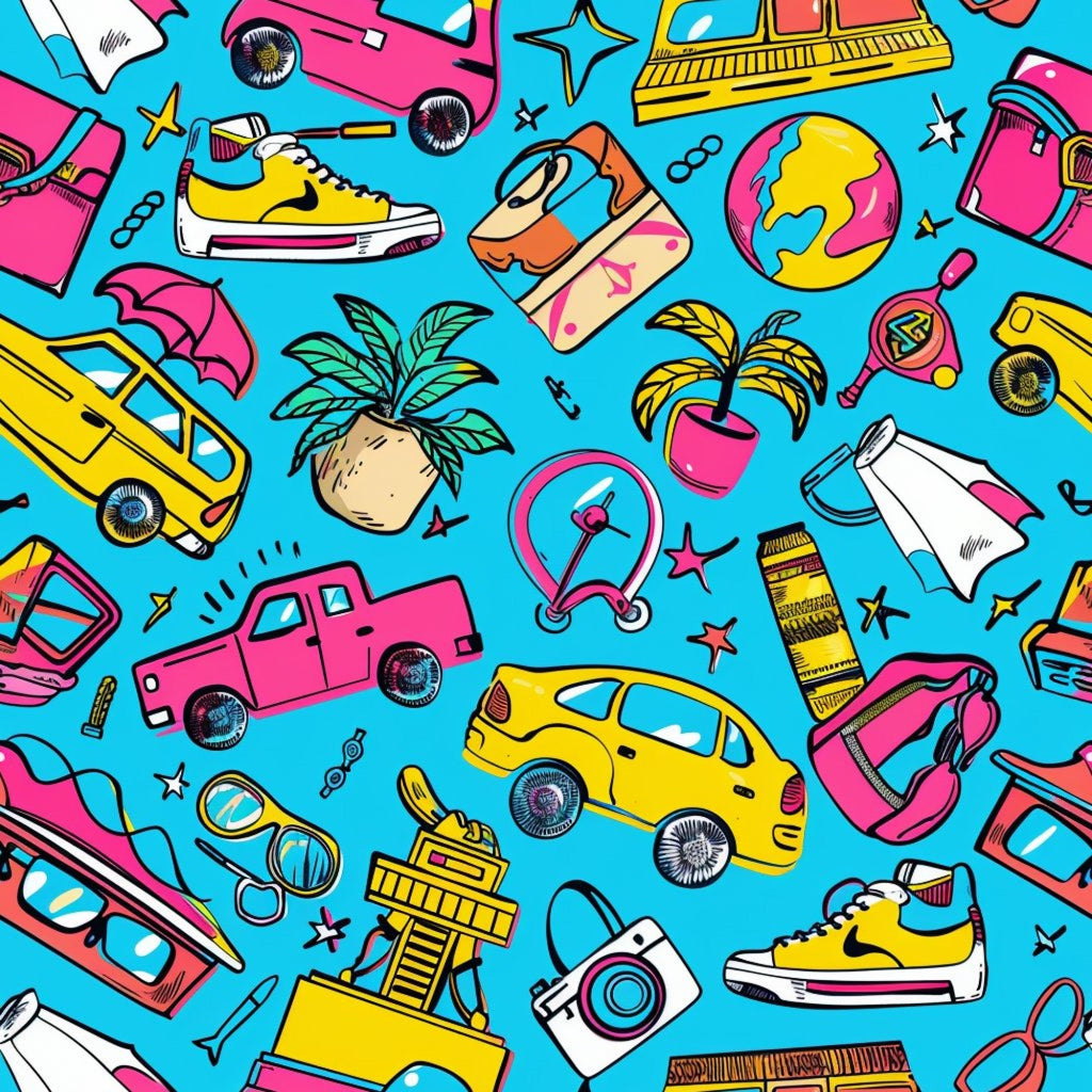 90s Travel Adventure Pattern 14 Minky Fabric