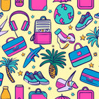 90s Travel Adventure Pattern 2 Minky Fabric