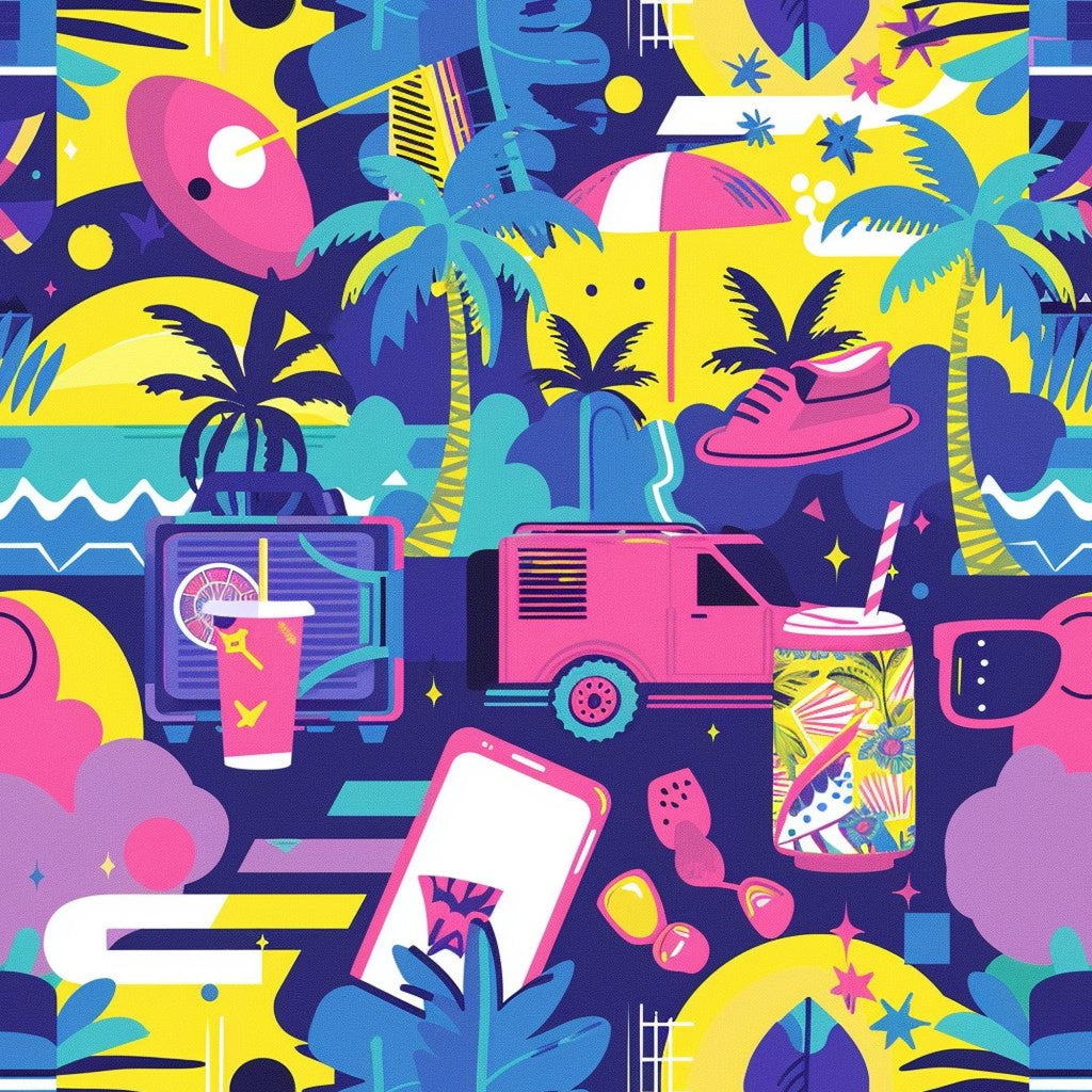 90s Travel Adventure Pattern 3 Minky Fabric
