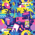 90s Travel Adventure Pattern 3 Minky Fabric