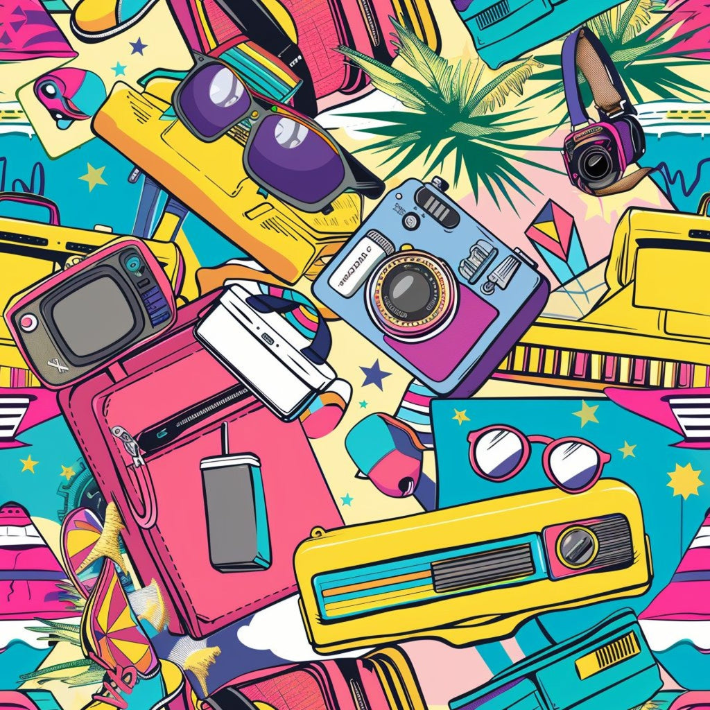 90s Travel Adventure Pattern 4 Minky Fabric