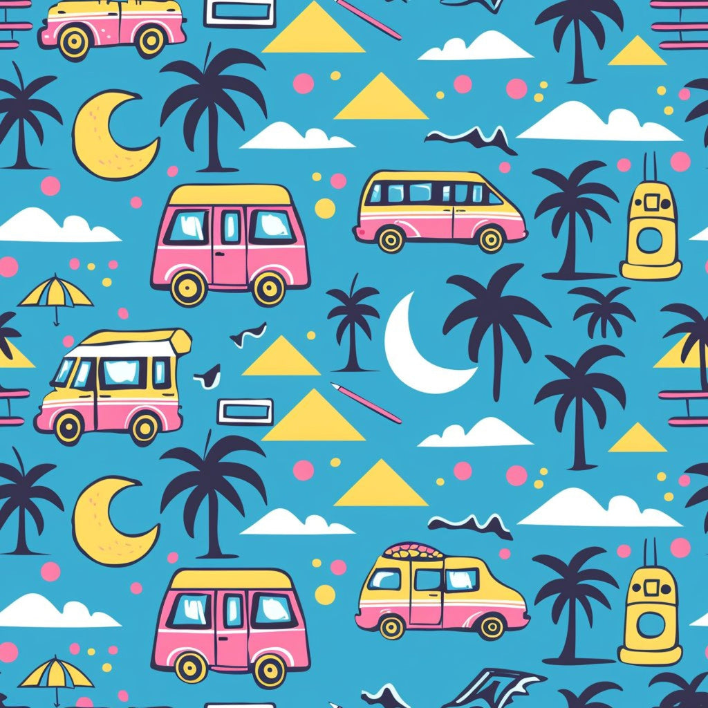 90s Travel Adventure Pattern 5 Minky Fabric