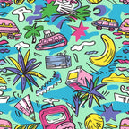 90s Travel Adventure Pattern 6 Minky Fabric