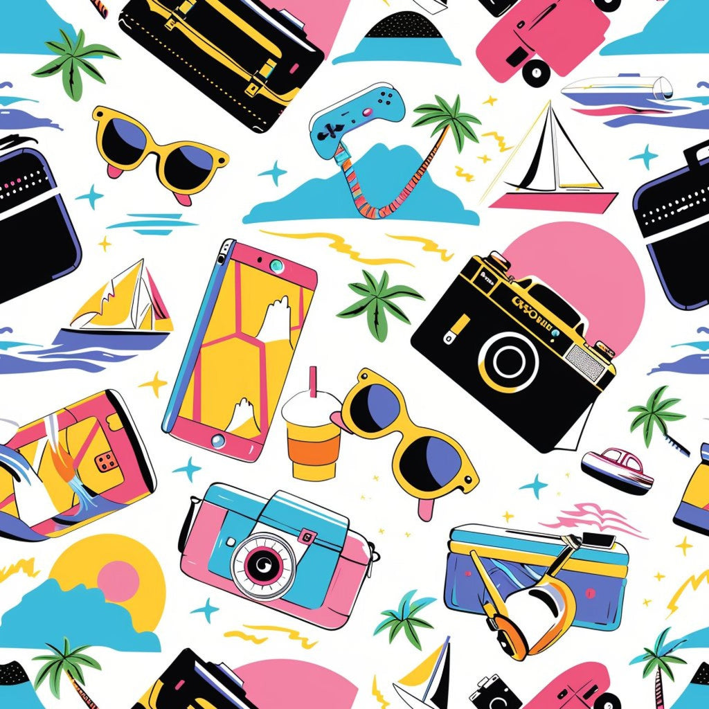 90s Travel Adventure Pattern 7 Minky Fabric