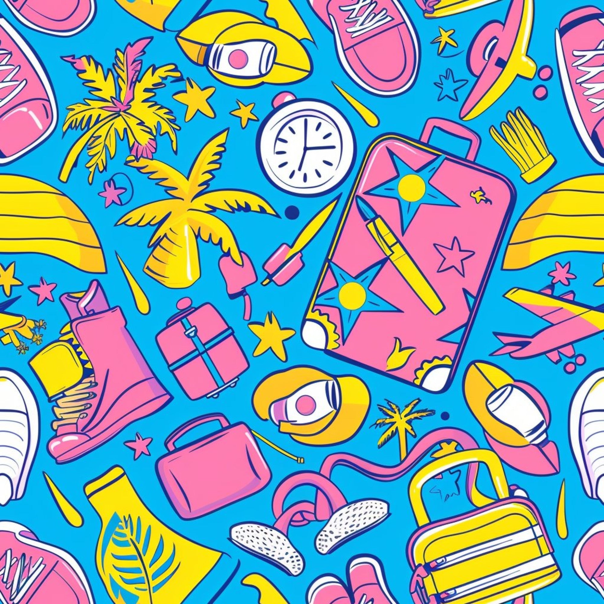 90s Travel Adventure Pattern 8 Minky Fabric