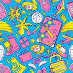 90s Travel Adventure Pattern 8 Minky Fabric