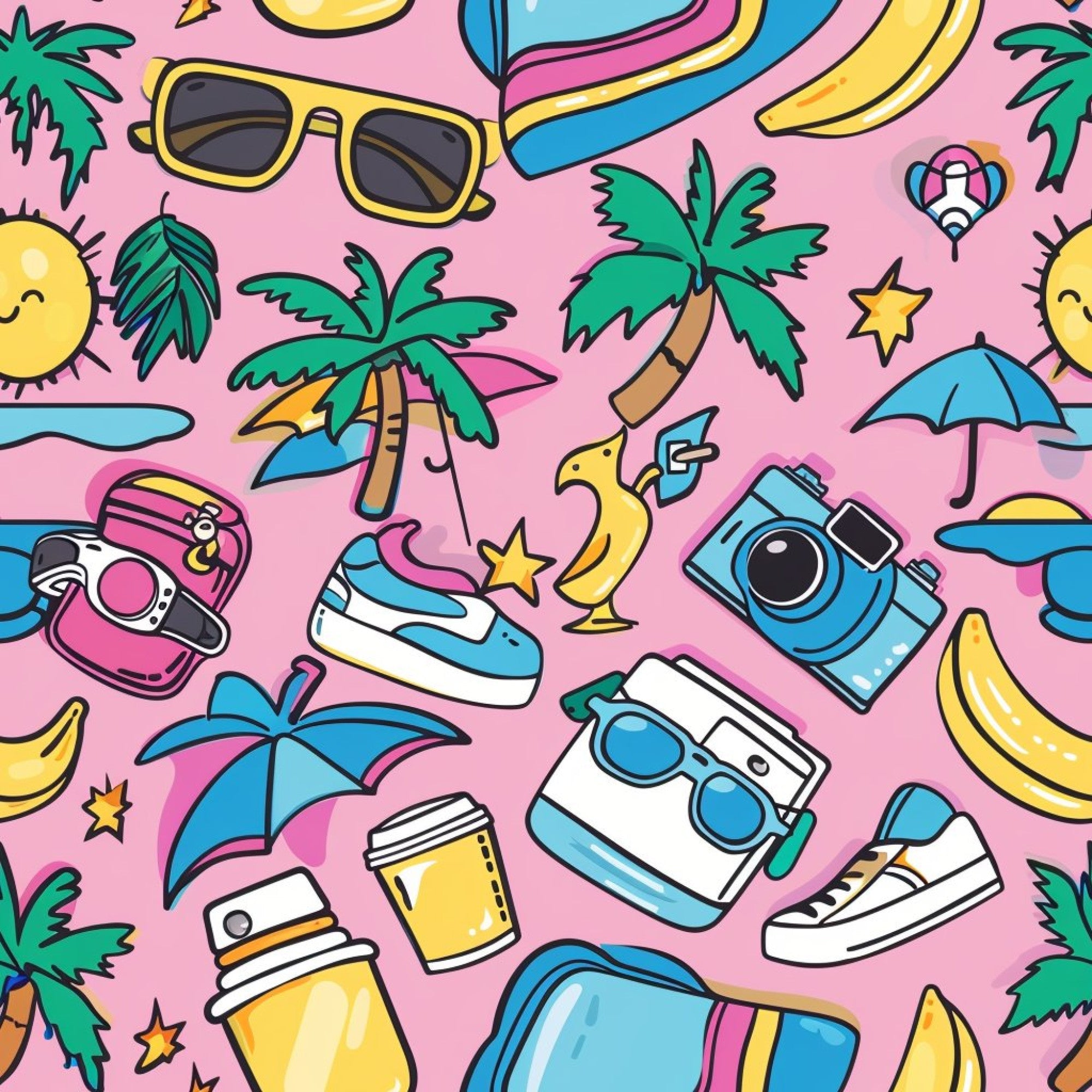 90s Travel Adventure Pattern 9 Minky Fabric