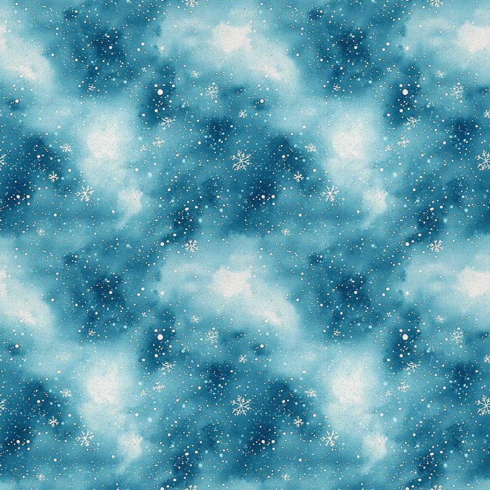 winter sky, snowy clouds, snowflakes, blue sky, white clouds, winter pattern, snow falling, cloudy sky,, fabric panel, winter wonderland, frosty pattern, seasonal design, christmas fabric, winter storm, blue and white, snow crystals, winter scene, repeating pattern