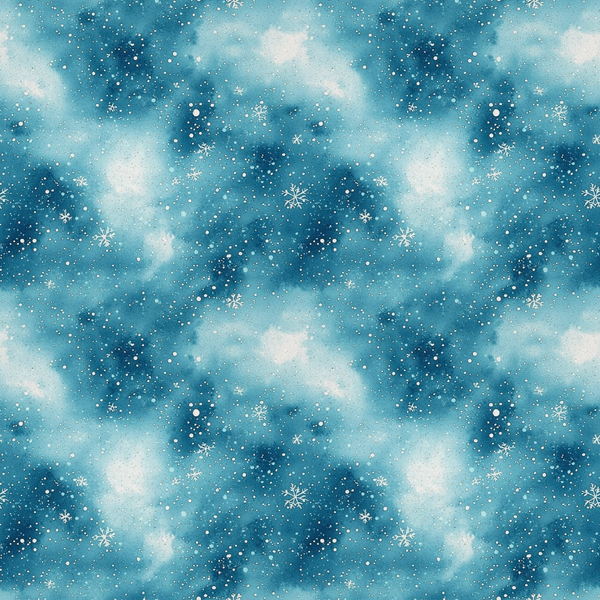 winter sky, snowy clouds, snowflakes, blue sky, white clouds, winter pattern, snow falling, cloudy sky,, fabric panel, winter wonderland, frosty pattern, seasonal design, christmas fabric, winter storm, blue and white, snow crystals, winter scene, repeating pattern
