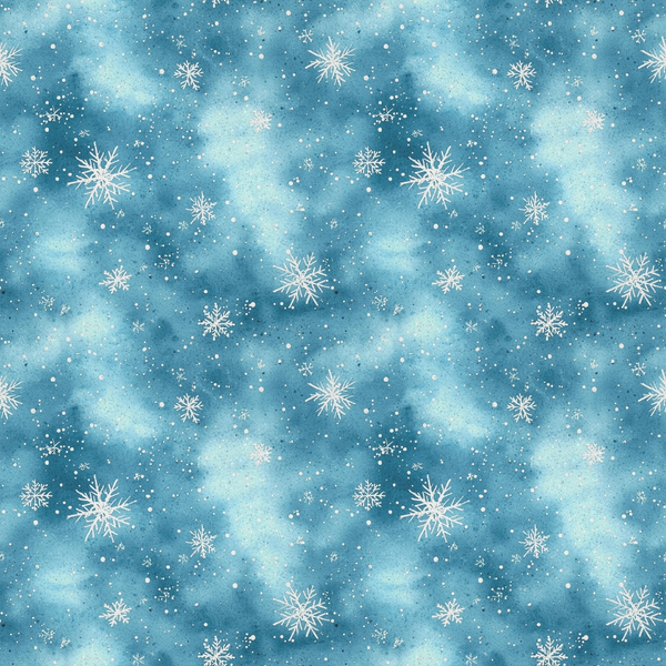 blue, light blue, white, snowflakes, winter pattern, snowy sky, frost, scattered snowflakes, delicate snowflakes, christmas fabric,, fabric panel, winter theme, holiday fabric, celestial blue, icy blue, snow crystals, winter wonderland, seasonal fabric, repeating pattern