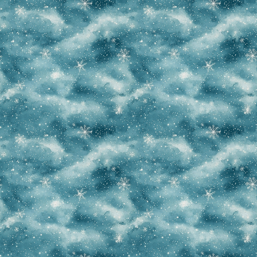 blue sky, snowflakes, winter clouds, falling snow, icy blue, white snowflakes, winter pattern, frosted design, christmas fabric,, seasonal motif, snowy sky, winter wonderland, crystalline snowflakes, cloudy background, festive pattern, cold weather theme, fabric panel, cotton material, holiday design