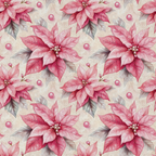 poinsettia flowers, pink petals, coral red, dusty rose, cream background, floral pattern, christmas botanicals, winter blooms, repeating design, watercolor style,, fabric panel, holiday motif, festive florals, soft pastels, botanical illustration, seasonal flowers, delicate petals, pearl accents, frosted finish