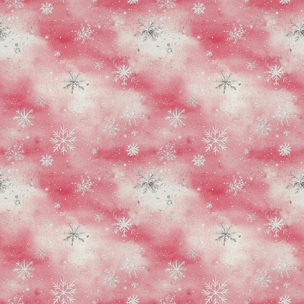 pink fabric, coral background, white snowflakes, winter pattern, delicate snowflakes, frosty design,, fabric panel, christmas fabric, holiday motif, soft pink, blush tones, repeating pattern, winter wonderland, festive fabric, seasonal design, intricate snowflakes, pastel christmas, crafting material, cotton fabric