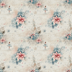 frosted christmas,, fabric panel, watercolor style, pink poinsettias, ballet dancer, winter branches, soft pastels, cream background, blue accents, floral motifs, whimsical pattern, holiday theme, delicate illustrations, repeating design, feminine colors, winter florals, artistic watercolors, christmas blooms, subtle textures
