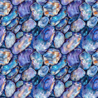 abalones, seashells, ocean, marine life, iridescent, blue, purple, teal, coral, orange, pearlescent, shimmery, geological, natural patterns, seamless repeat,, fabric panel, underwater, sea creatures, lustrous surface, crystalline formations