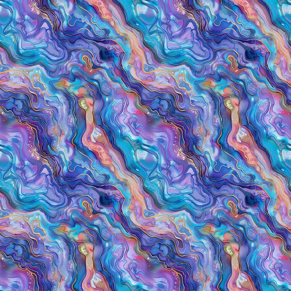 abalones, seashells, marine life, ocean waves, fluid patterns, iridescent, purple, blue, turquoise, pink, coral, gold accents, swirling design, abstract waves,, fabric panel, oceanic theme, flowing lines, pearlescent, sea creatures