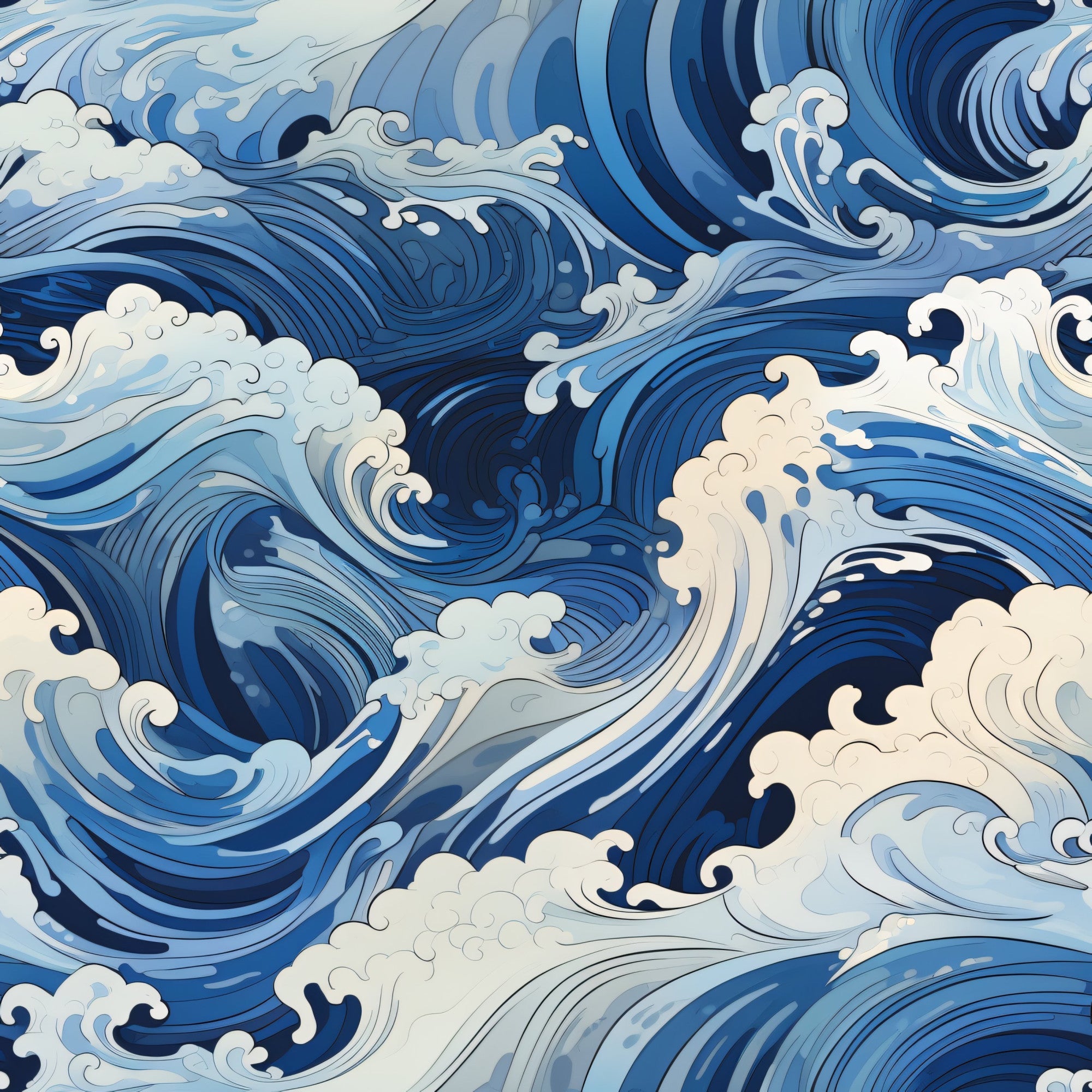 Indigo Swells Pattern 1 Minky Fabric