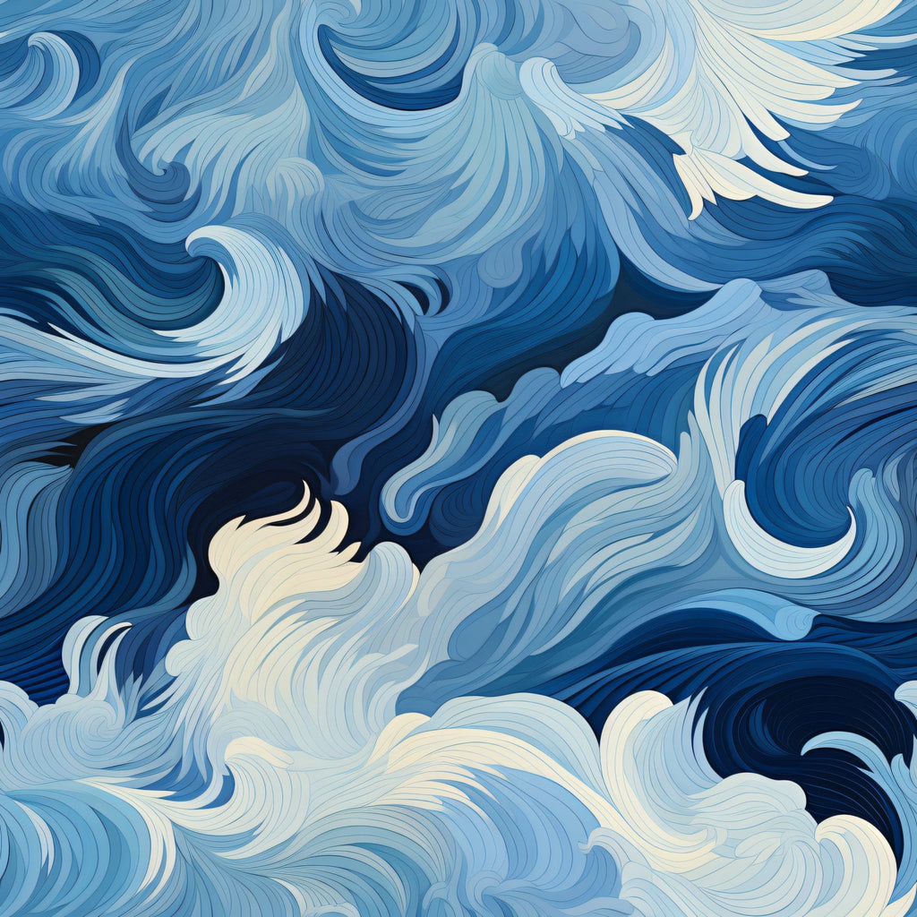Indigo Swells Pattern 2 Minky Fabric