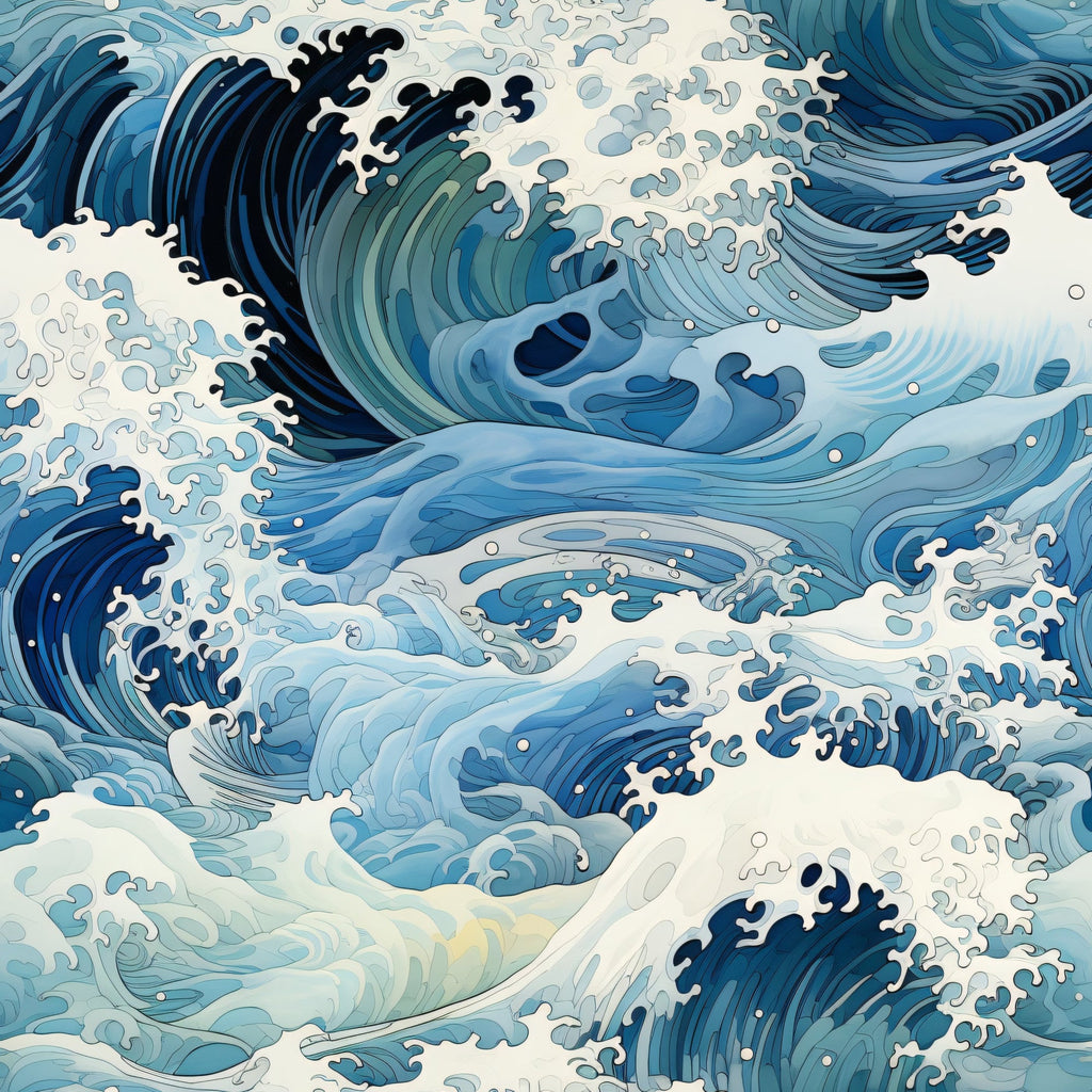 Indigo Swells Pattern 3 Minky Fabric