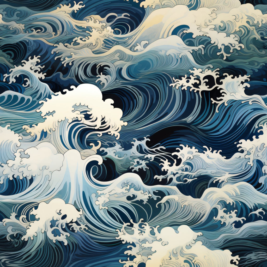 Indigo Swells Pattern 5 Minky Fabric
