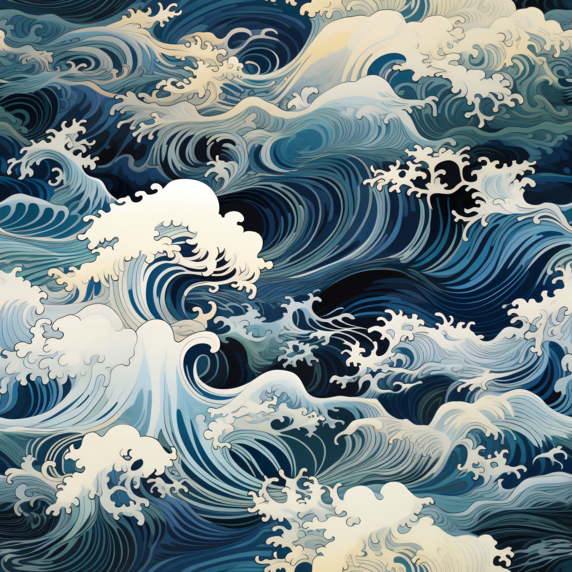 Indigo Swells Pattern 5 Minky Fabric