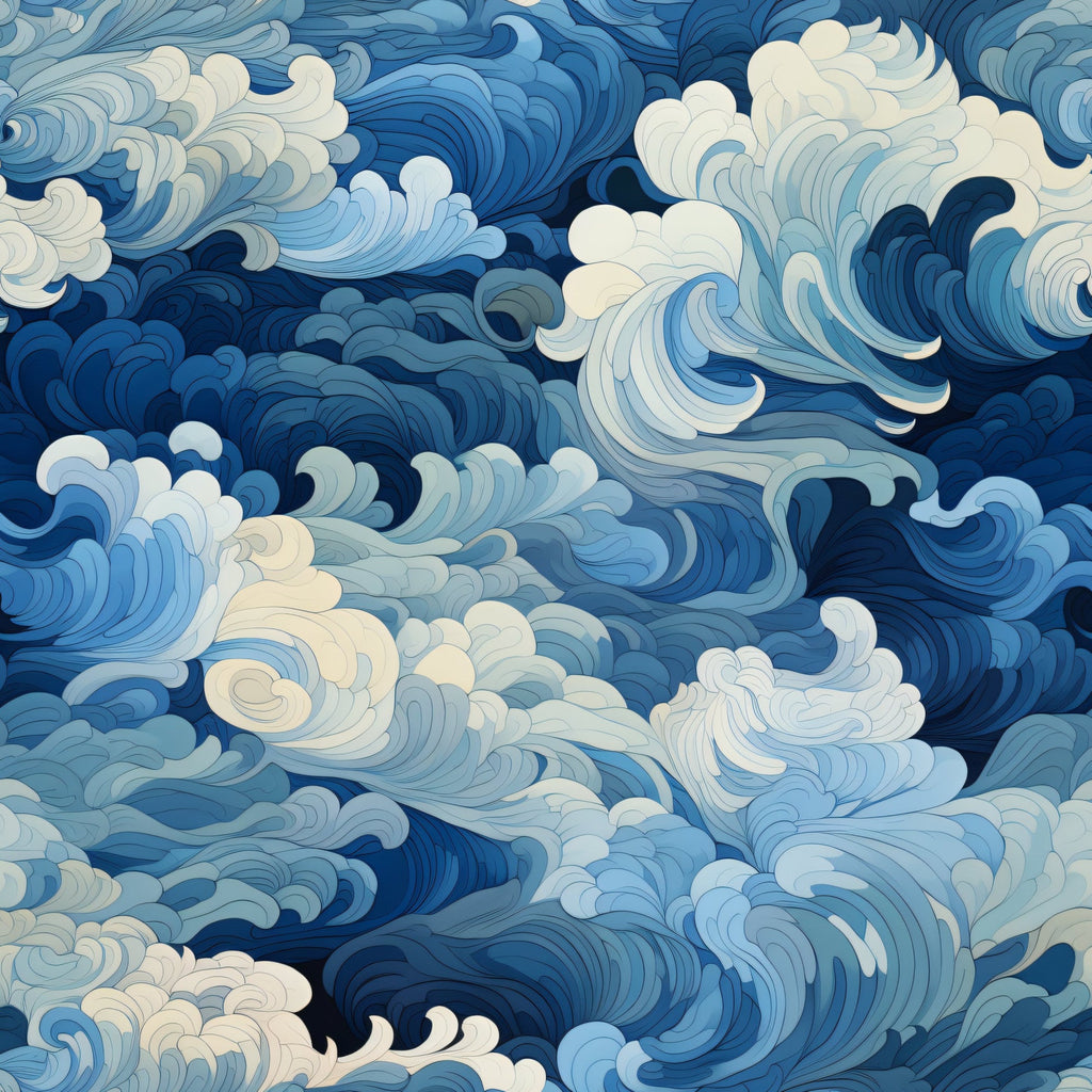 Indigo Swells Pattern 7 Minky Fabric